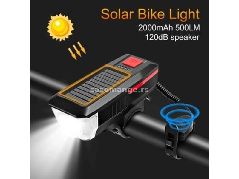 Solarna lampa za bicikl sa sirenom