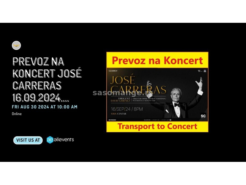 Prevoz na Koncert José Carreras 16.09.2024. iz Novog Sada