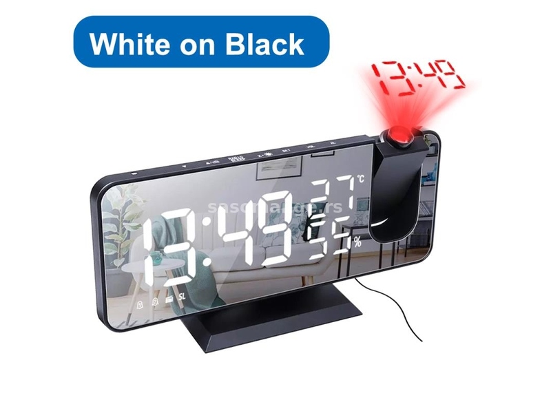 Led digitalni sat,budilnik,radio-bela i crna boja