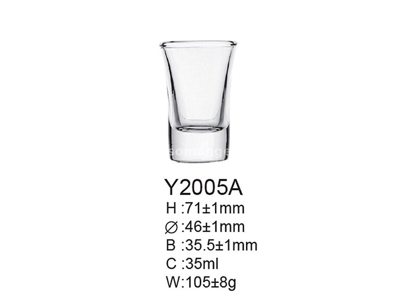 Staklena čaša za rakiju 6/1 35 ml Y2005A