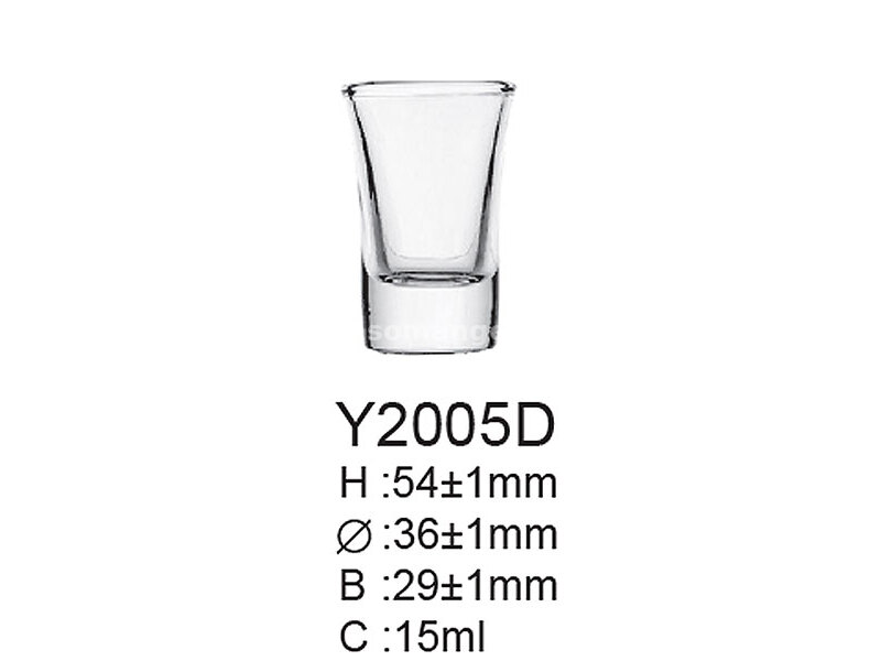 Staklena čaša za rakiju 6/1 15 ml Y2005D