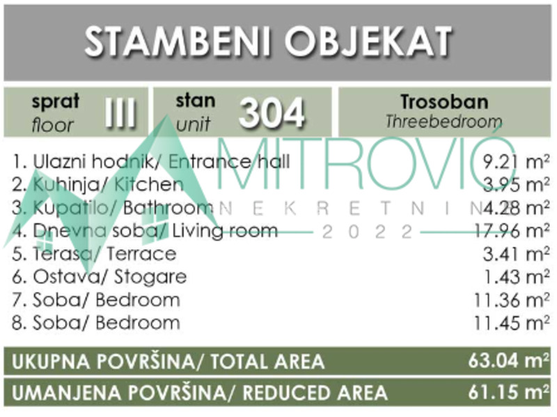 Salajka, 61m2. Trosoban stan u izgradnji! Povrat PDV-a!