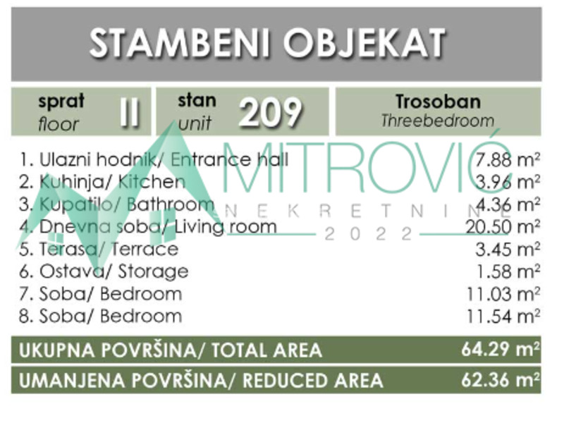 Salajka, 62m2. Trosoban stan u izgradnji! Povrat PDV-a!