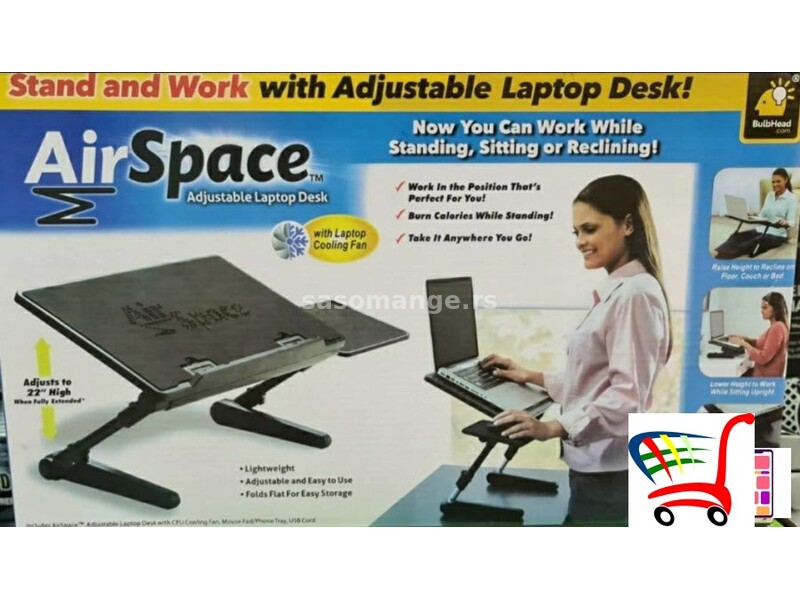 Sto za laptop AIR SPACE podesivi sa kulerom - Sto za laptop AIR SPACE podesivi sa kulerom