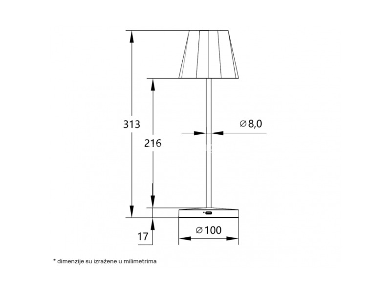 STONA LAMPA PUNJIVA 13T25 3W 3000K IP44 CRNA