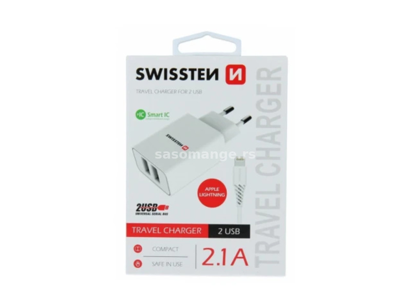 SWISSTEN CHARGER 2x USB2,1A+USBLIGHTNING1,2MBELA