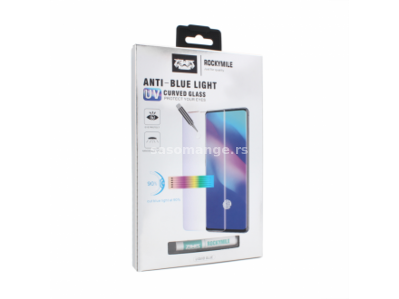 Tempered glass Rockymile UV Anti Blue Full Glue + Lampa za Samsung N970F Galaxy Note 10