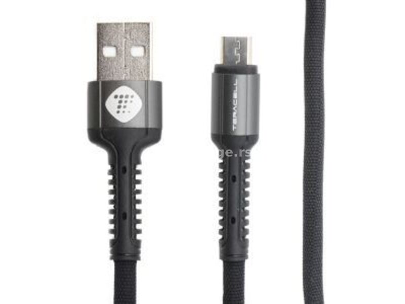 Teracell Evolution crni kabl za punjač USB A (muški) na micro USB (muški) 1m