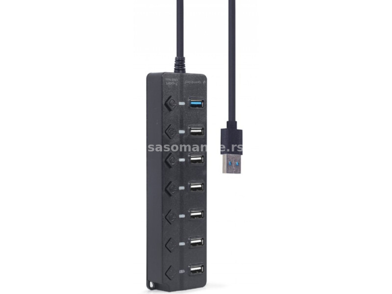 UHB-U3P1U2P6P-01 Gembird 7-port USB hub (1xUSB 3.1 + 6xUSB 2.0) with switches, black 43827