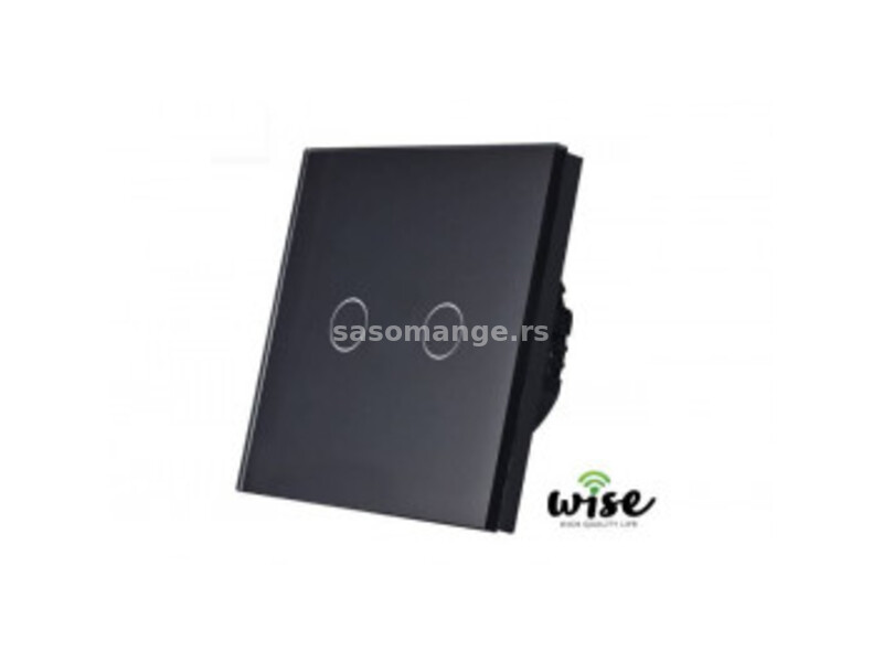 Wifi pametni prekidač, stakleni panel crni - 2 tastera WP0013