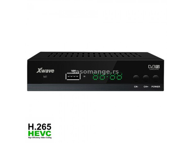Xwave DVB-T2 Set Top Box SD/HD DVB-T2, SD/HD MPEG2 i MPEG4 AVC H.265 HDMI, SCART i koaksialni aud...