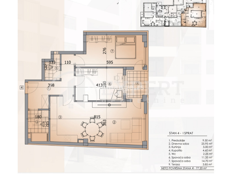 Top ponuda, prvoklasna novogradnja, trosoban stan , 77.20m2, četvrti sprat, Dom zdravlja