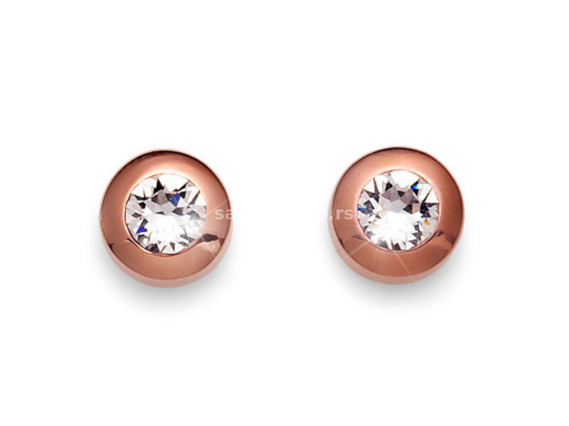 Ženske oliver weber diamond rose gold crystal roze zlatne mindjuše sa swarovski belim kristalom (...