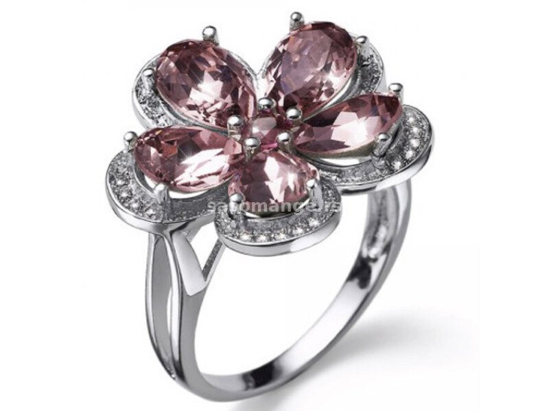 Ženski oliver weber fiore light rose prsten sa swarovski rozim kristalom xl ( 41150xl.223 )