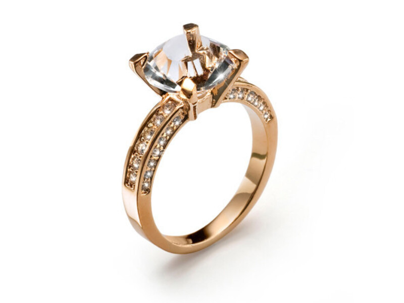 Ženski oliver weber princess rose gold roze zlatni prsten sa swarovski belim kristalom m ( 41065r...