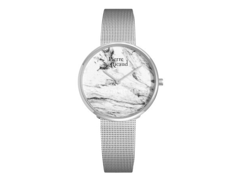 Ženski pierre ricaud quartz belo,sivi srebrni elegantni ručni sat sa srebrnim pancir kaišem ( p21...