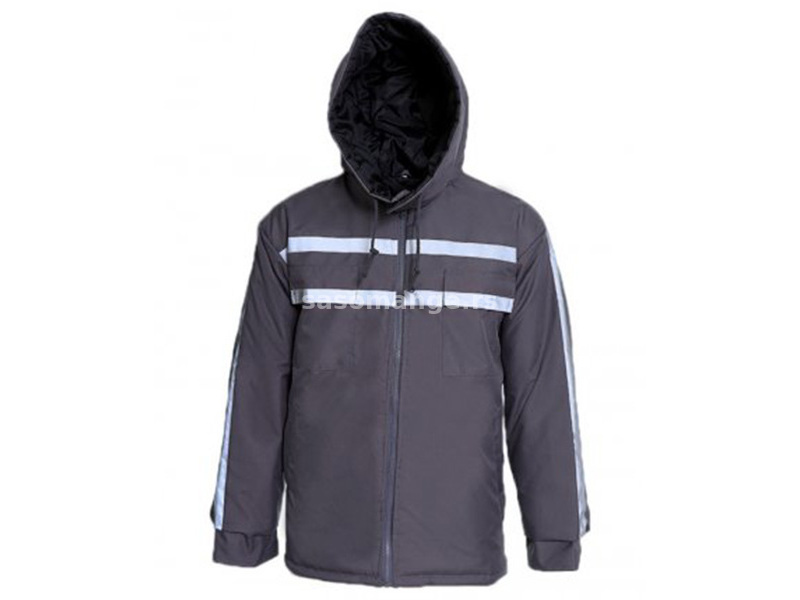 Zimska jakna sa kapuljačom i fluo trakama siva veličina M 26701